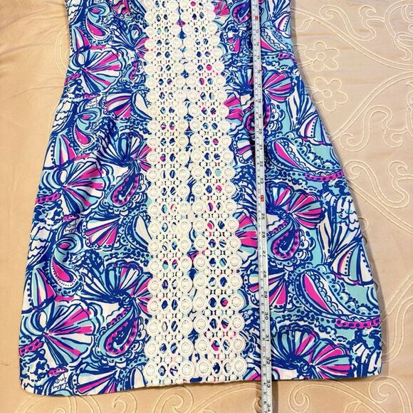 Lilly Pulitzer Target 20th Anniversary My Fans Shift Dress Blue Pink Crochet - Picture 13 of 13